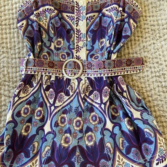 Love The Label Delilah Border Romper - Blue and White